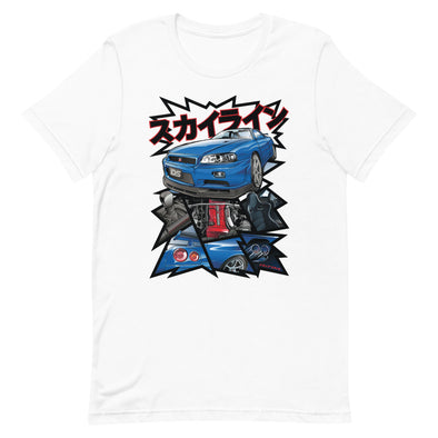 R34 GT-R Comic Style Unisex T-Shirt